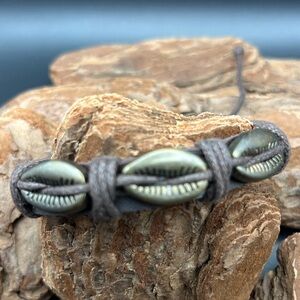 Brown Leather Bracelet with Shell Accents